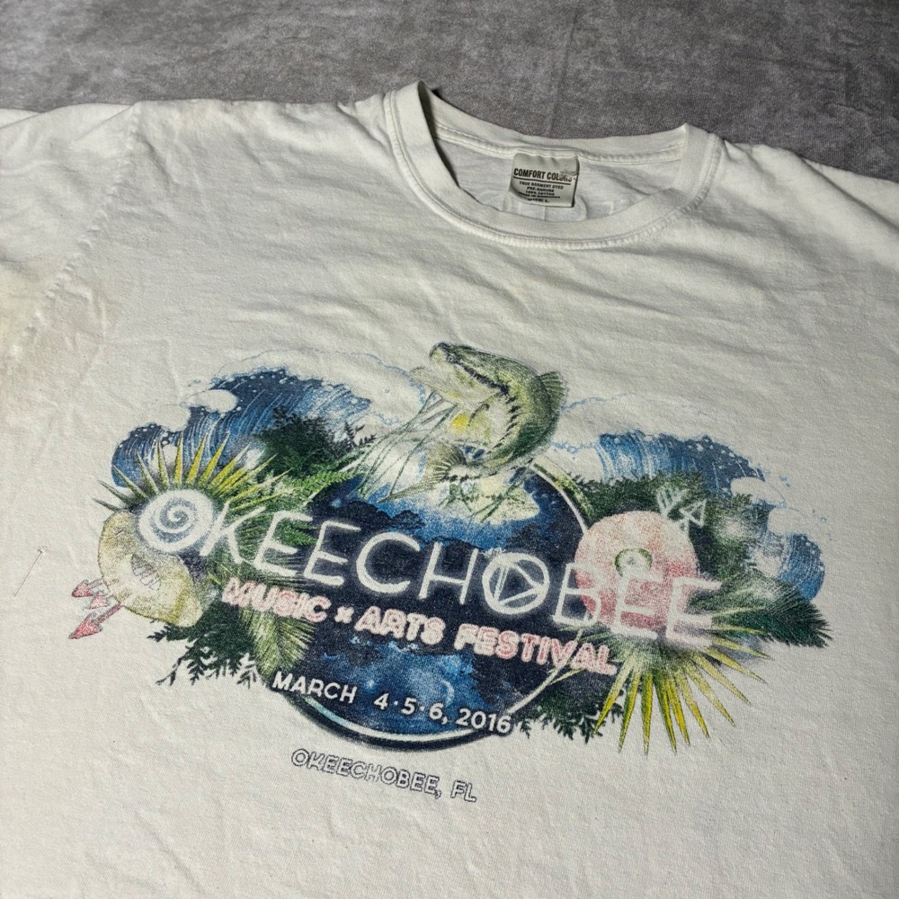 2016 Okeechobee Music Arts Festival EDM Lineup T-Shirt Mens L White - Picture 3 of 8